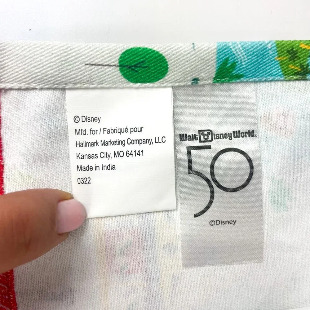Disney World 50th Anniversary Cotton Tea Towel Featuring Magic Kingdom Park Attr